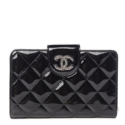 Chanel Patent Quilted Brilliant Zipped Pocket Wallet Black 1 of 9