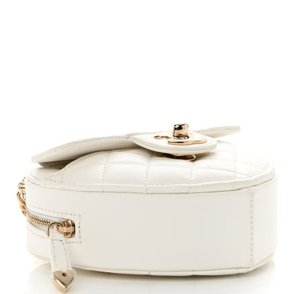 Chanel Lambskin Quilted CC In Love Heart Clutch With Chain White 4 of 10