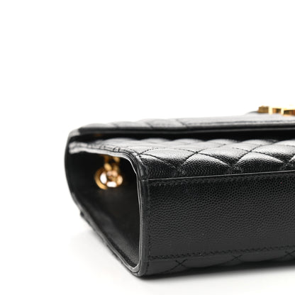 Saint Laurent Grain De Poudre Textured Mixed Matelasse Triquilt Medium Monogram Satchel Black 7 of 8