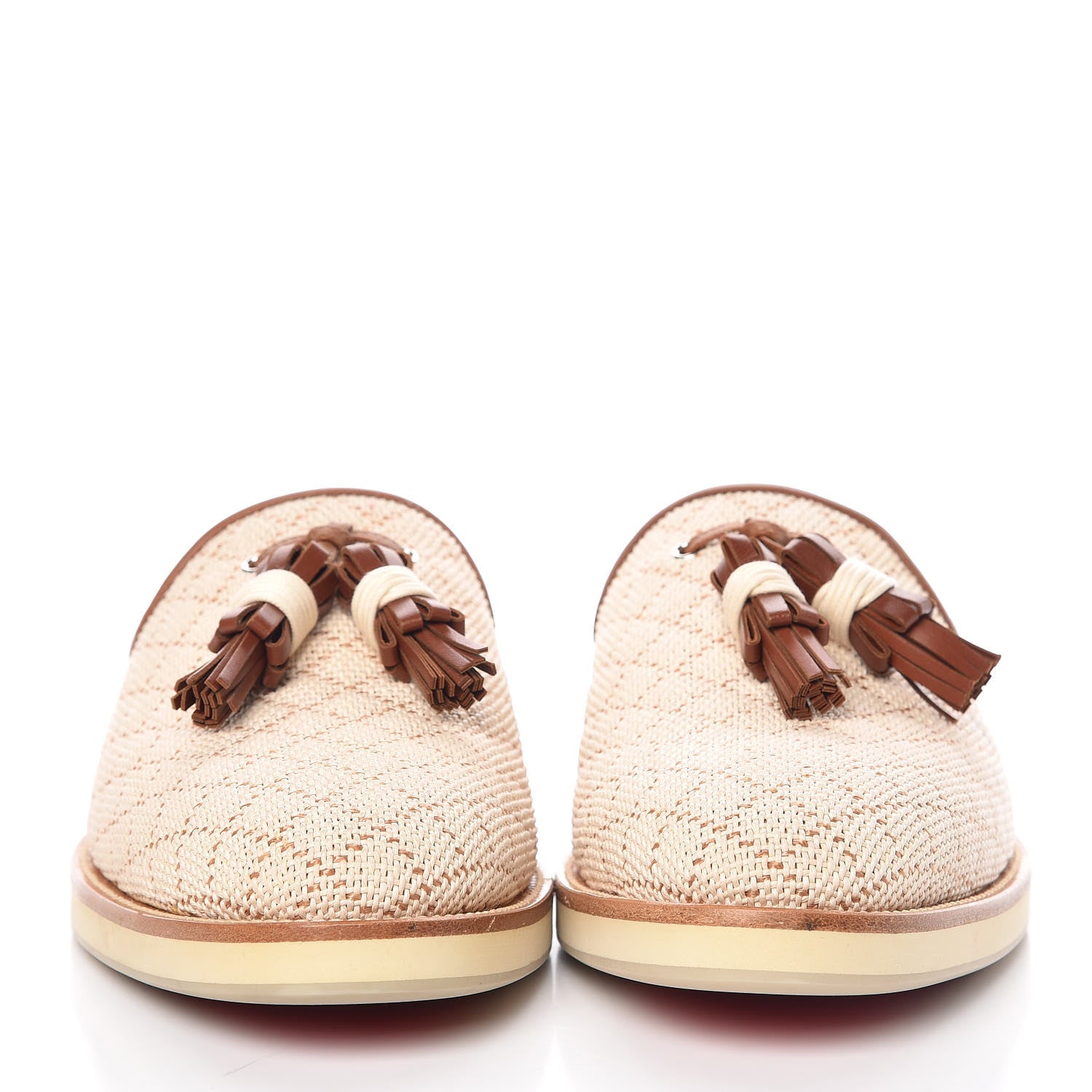 Christian Louboutin Calfskin Nappa Paille Matelasse Mens Youseffo Flat 41 Beige Cuoio 2 of 9