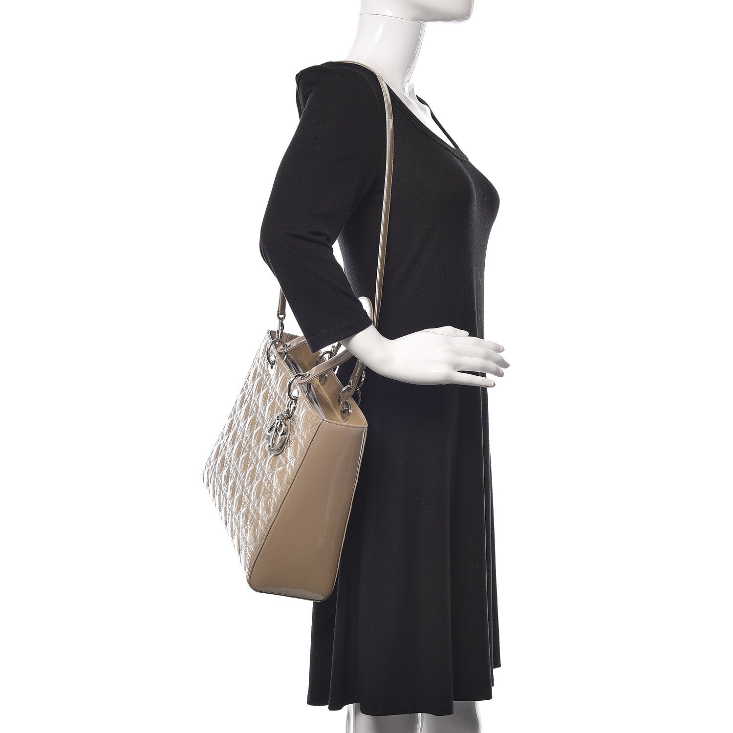 Christian Dior Patent Cannage Large Lady Dior Beige 2 of 16