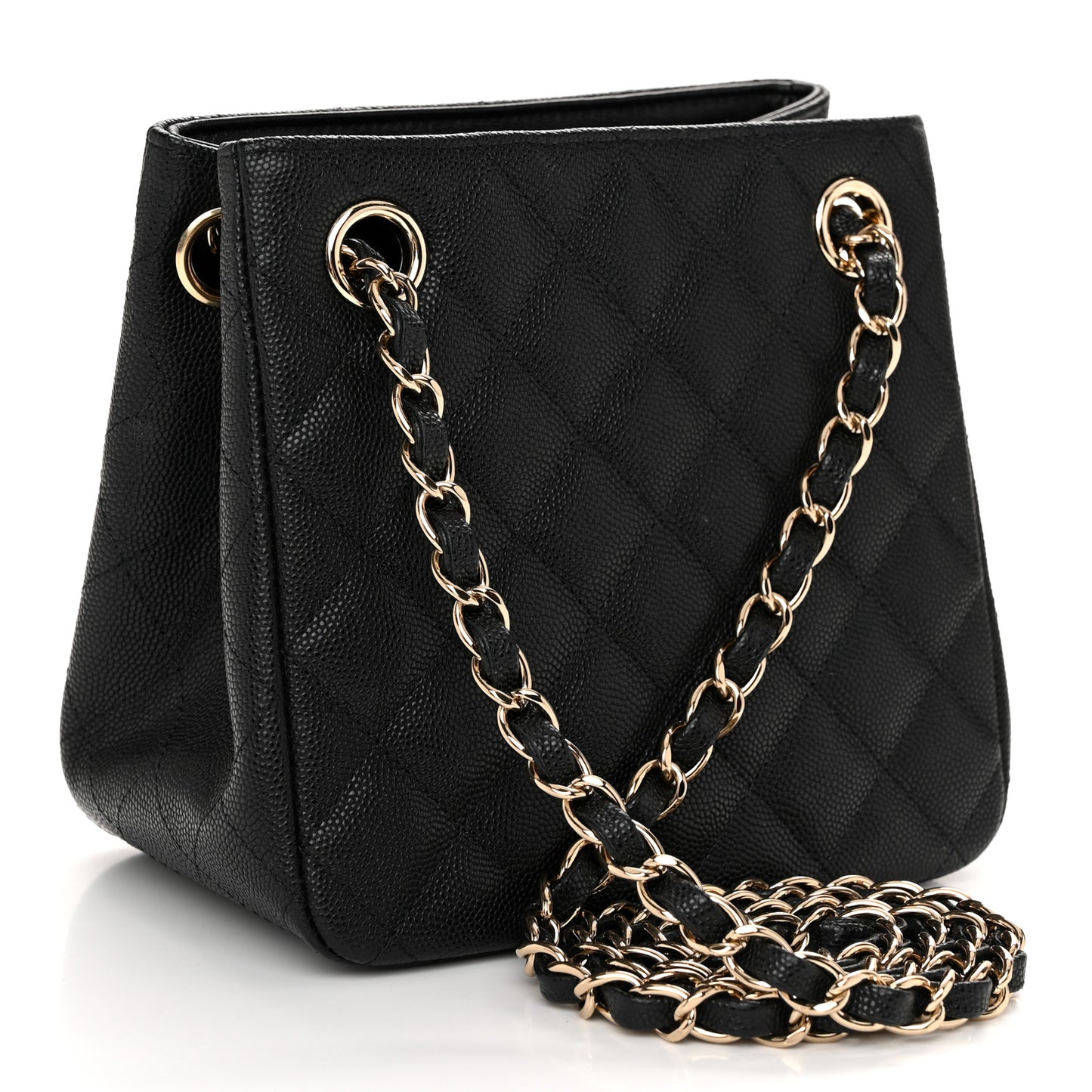 Caviar Quilted Mini Bucket Bag Black