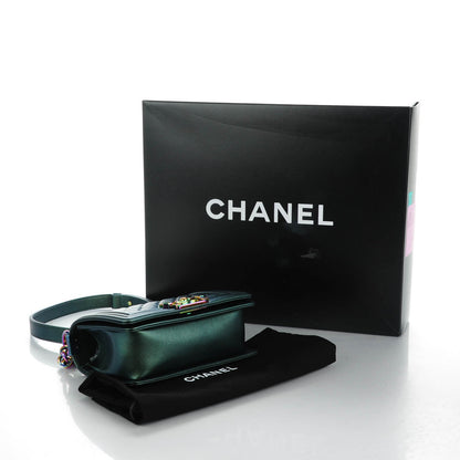 Chanel Iridescent Goatskin Quilted Small Boy Flap Green 4 of 7