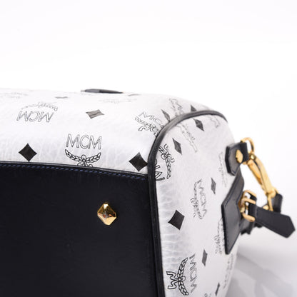 MCM Visetos Heritage Boston Satchel White 8 of 11