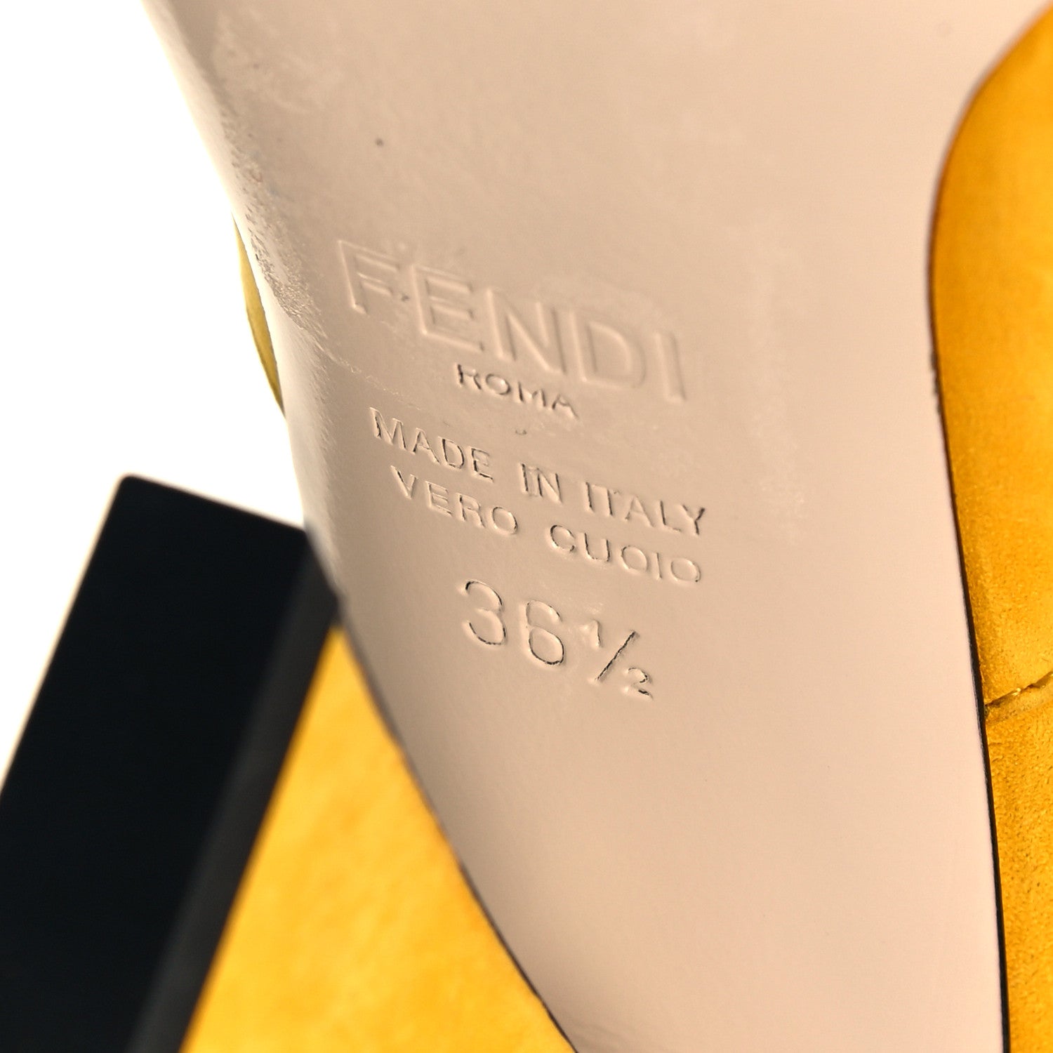 Fendi Nubuck FFreedom High Heel Ankle Boots 36.5 Yellow 6 of 7