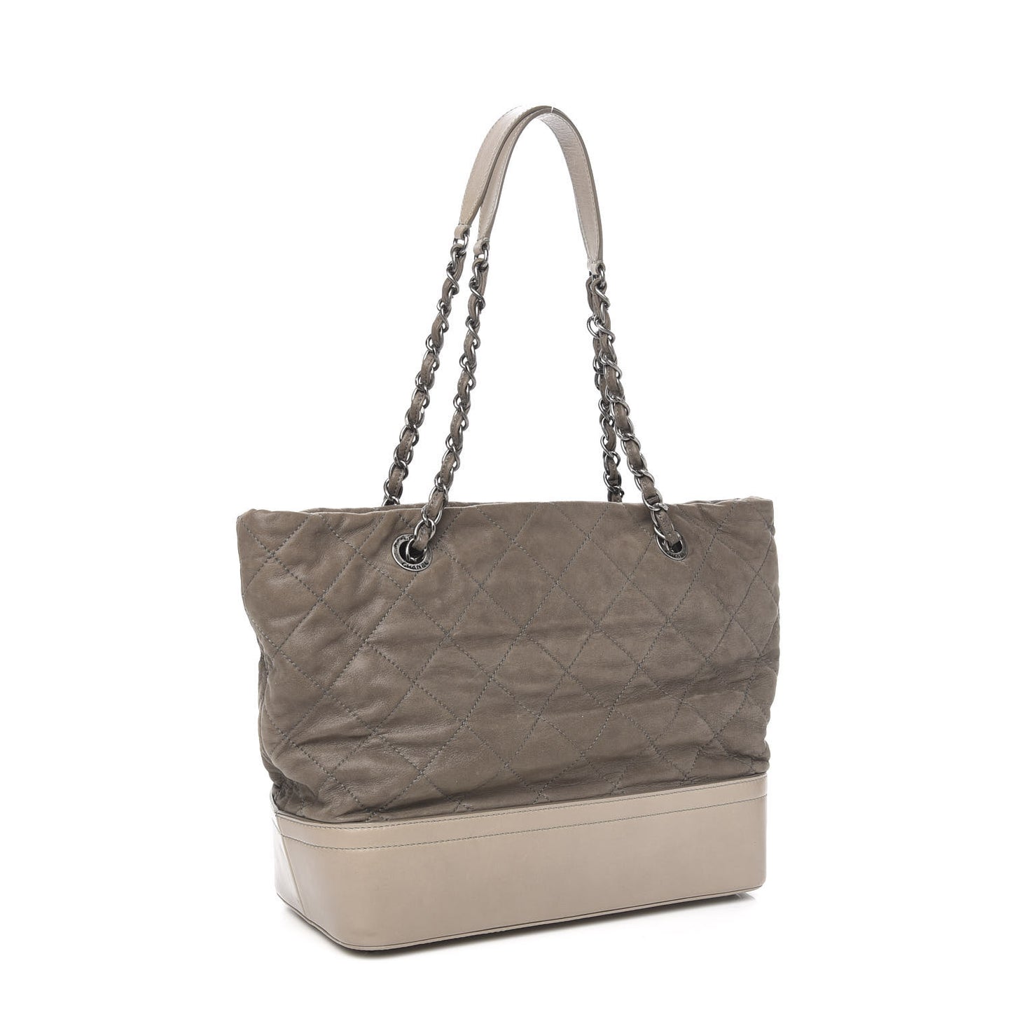 Iridescent Calfskin Quilted VIP Shopping Tote Grey