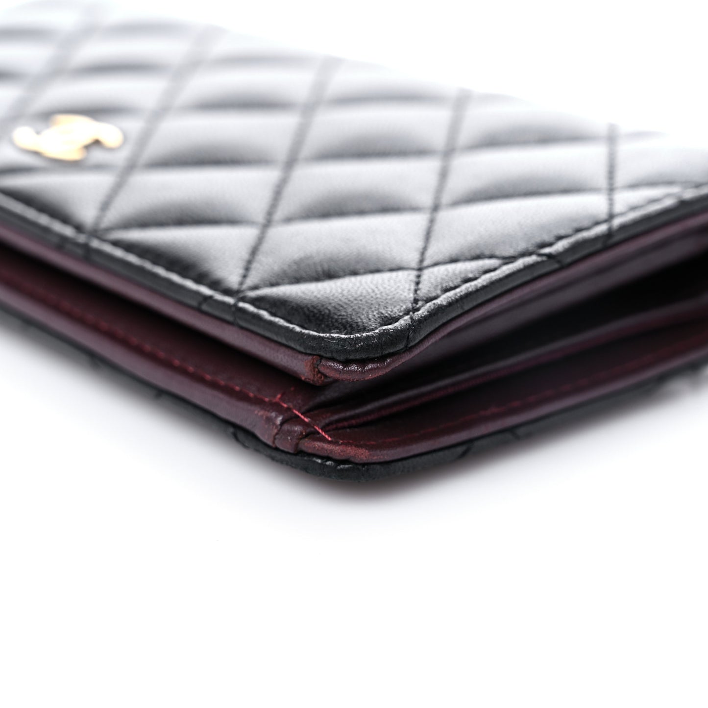 Lambskin Quilted Yen Wallet Black