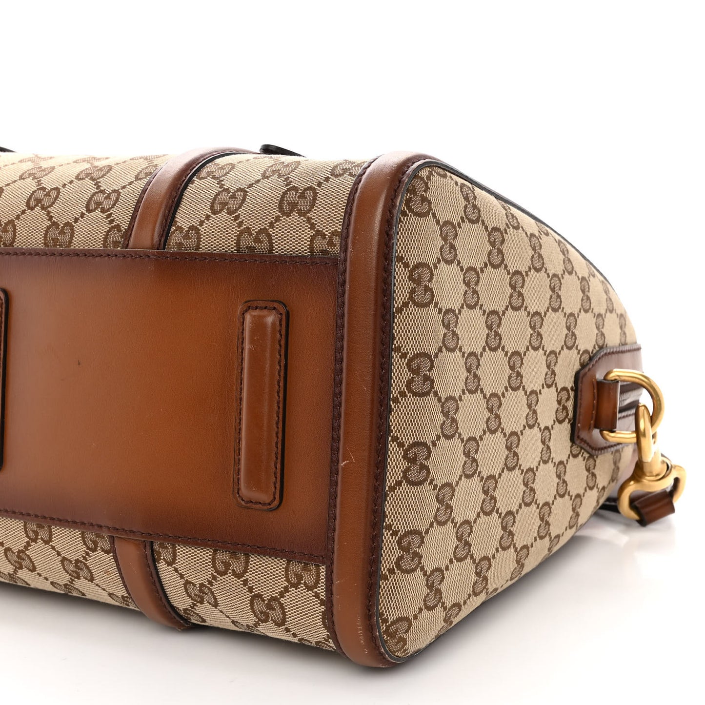 Monogram Medium Lady Web Boston Bag Beige Cuir