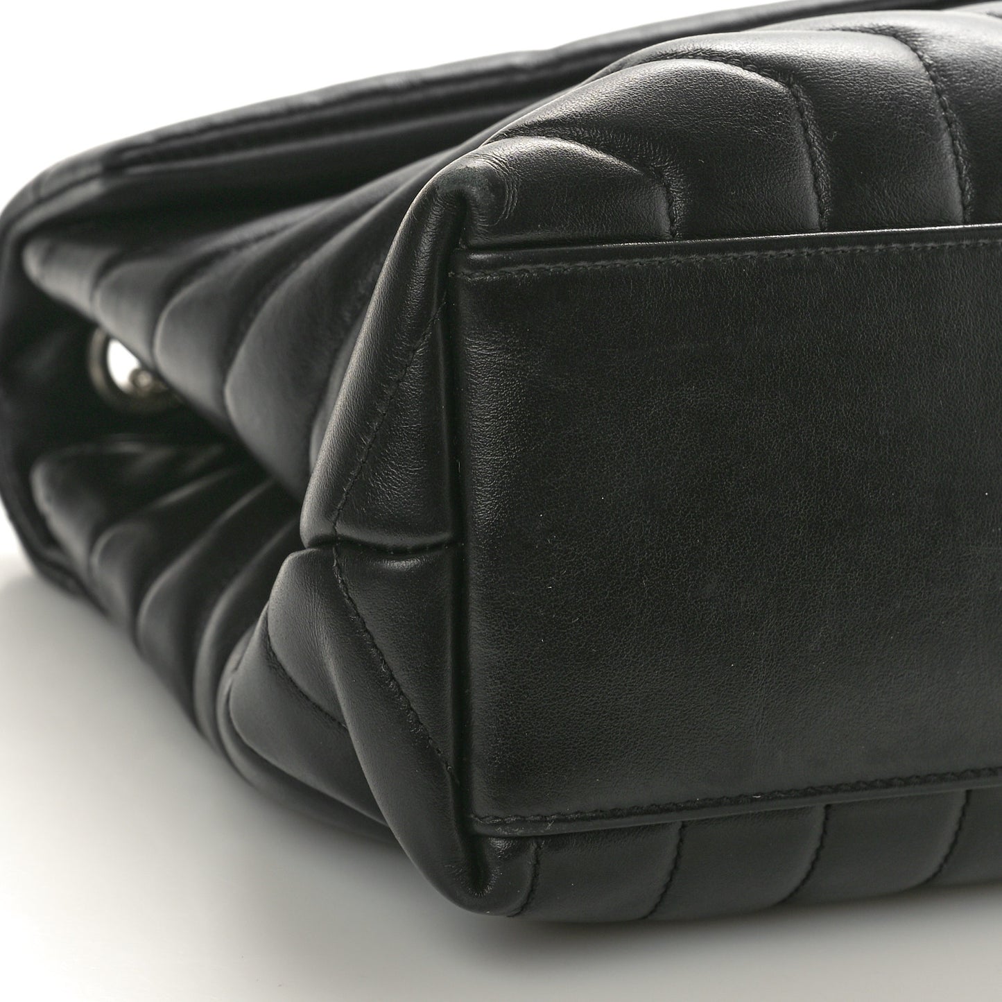 Calfskin Y Quilted Monogram Medium Loulou Chain Satchel Black