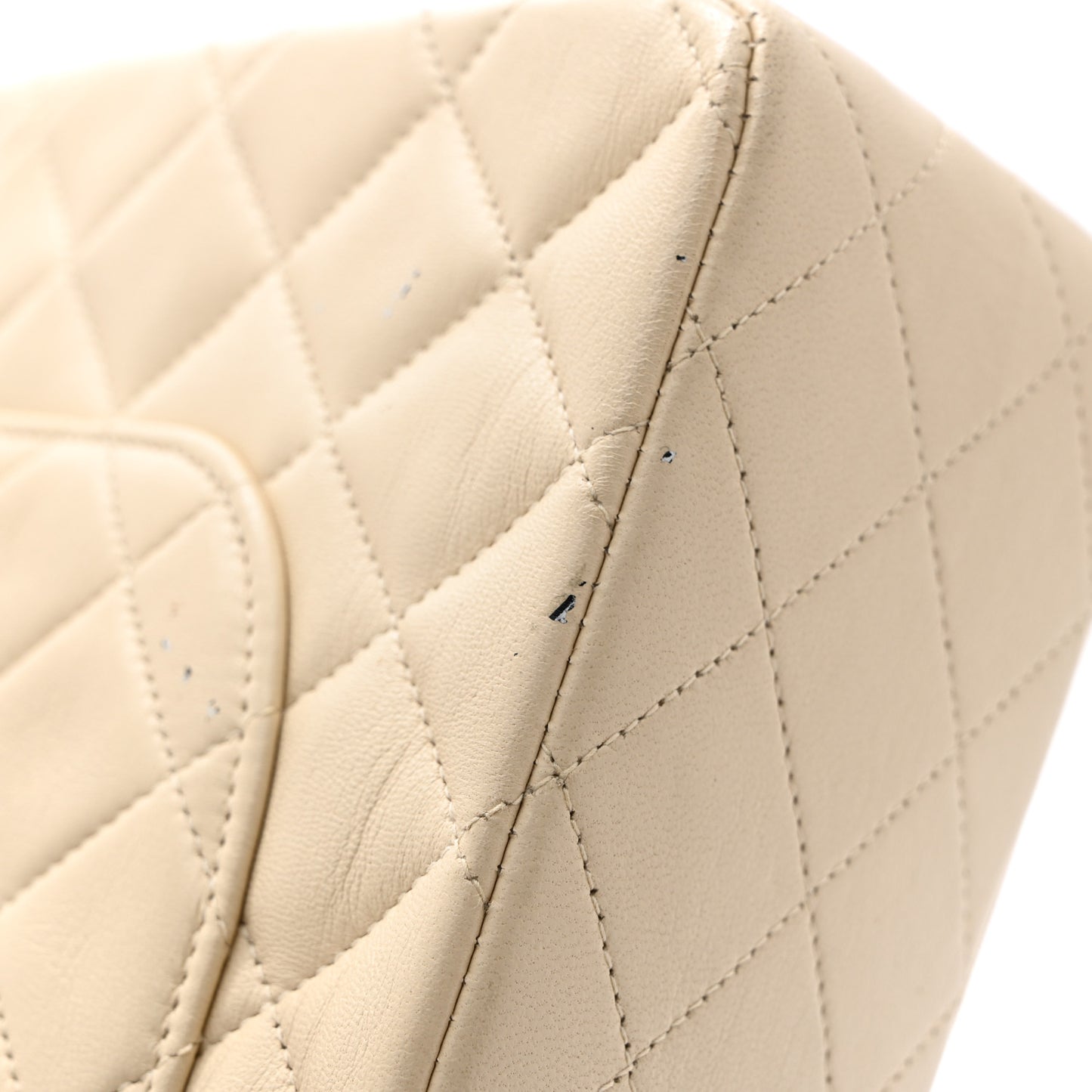Lambskin Quilted Medium Double Flap Beige