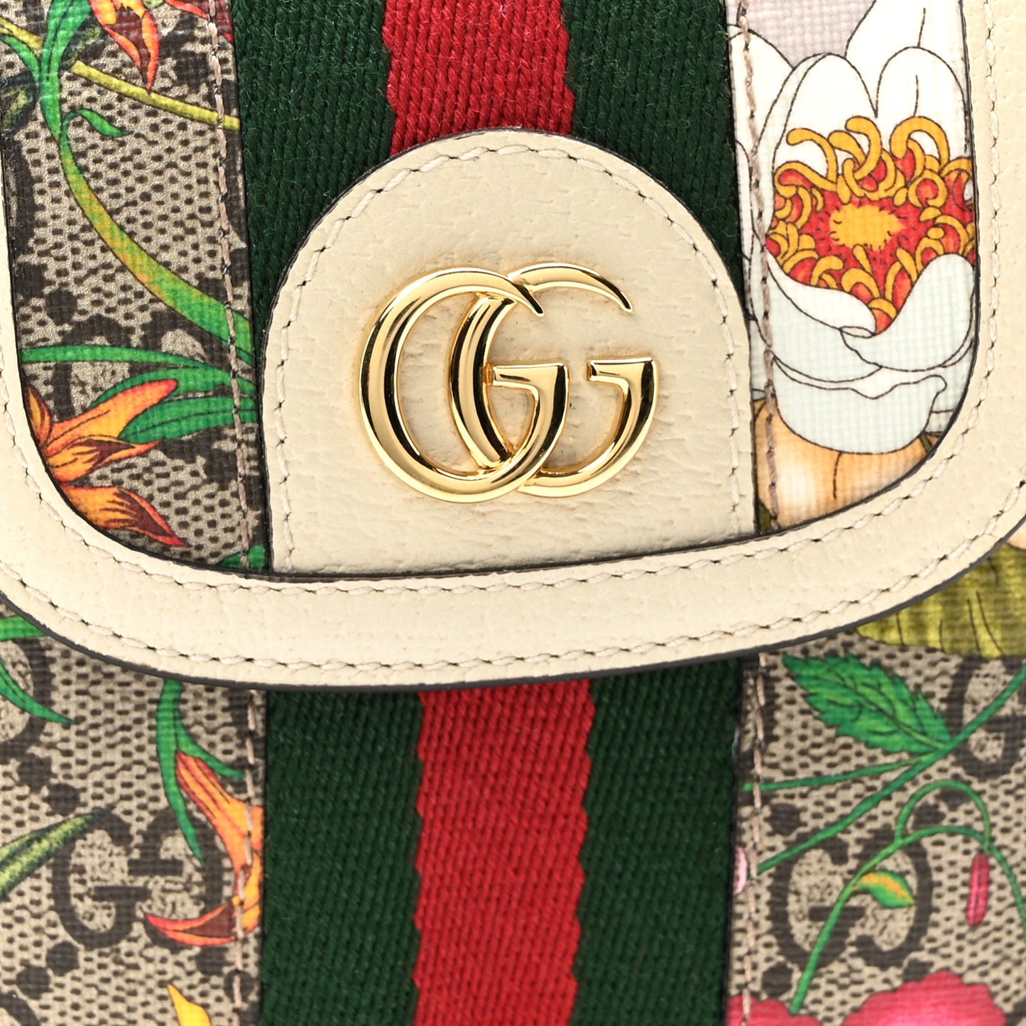 GG Supreme Monogram Flora Web Ophidia Phone Crossbody Bag White