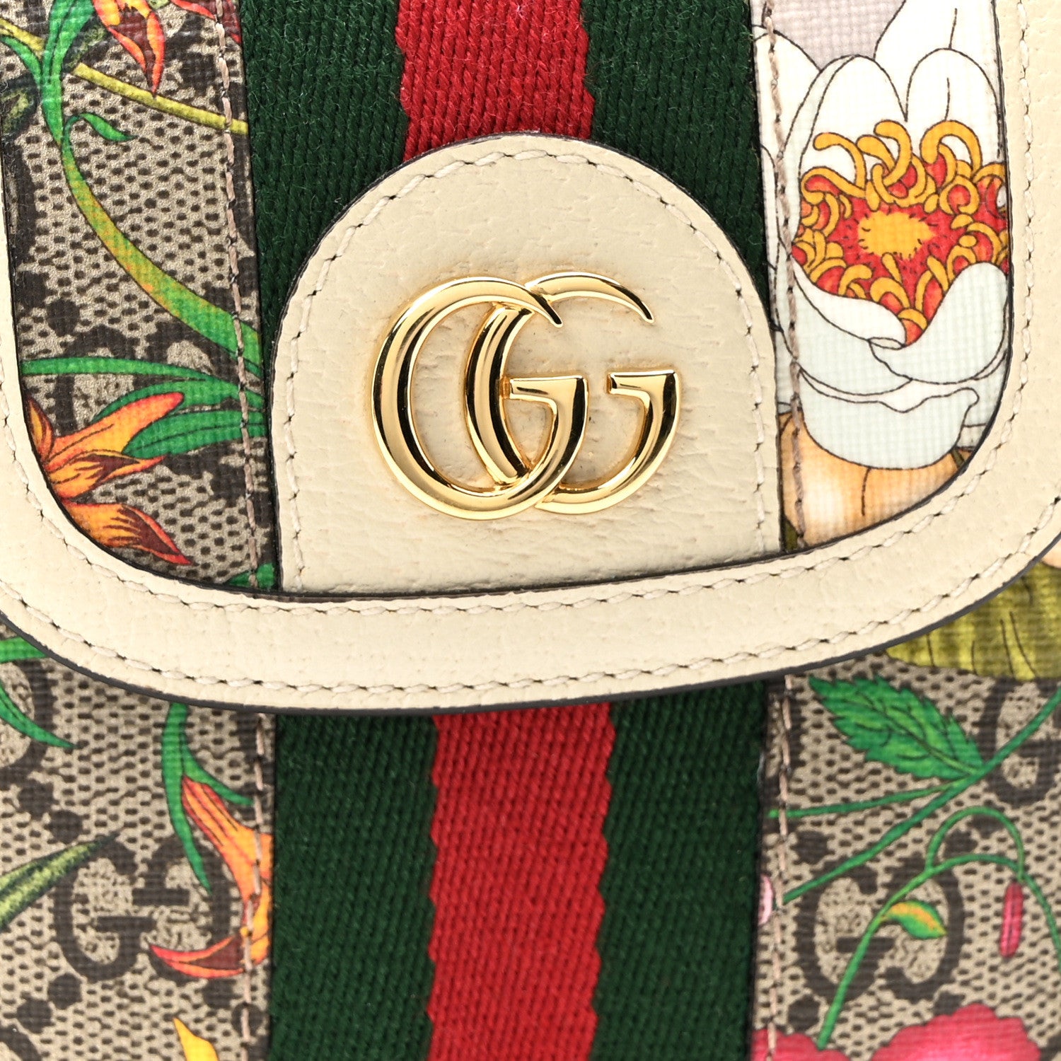 Gucci GG Supreme Monogram Flora Web Ophidia Phone Crossbody Bag White 7 of 9