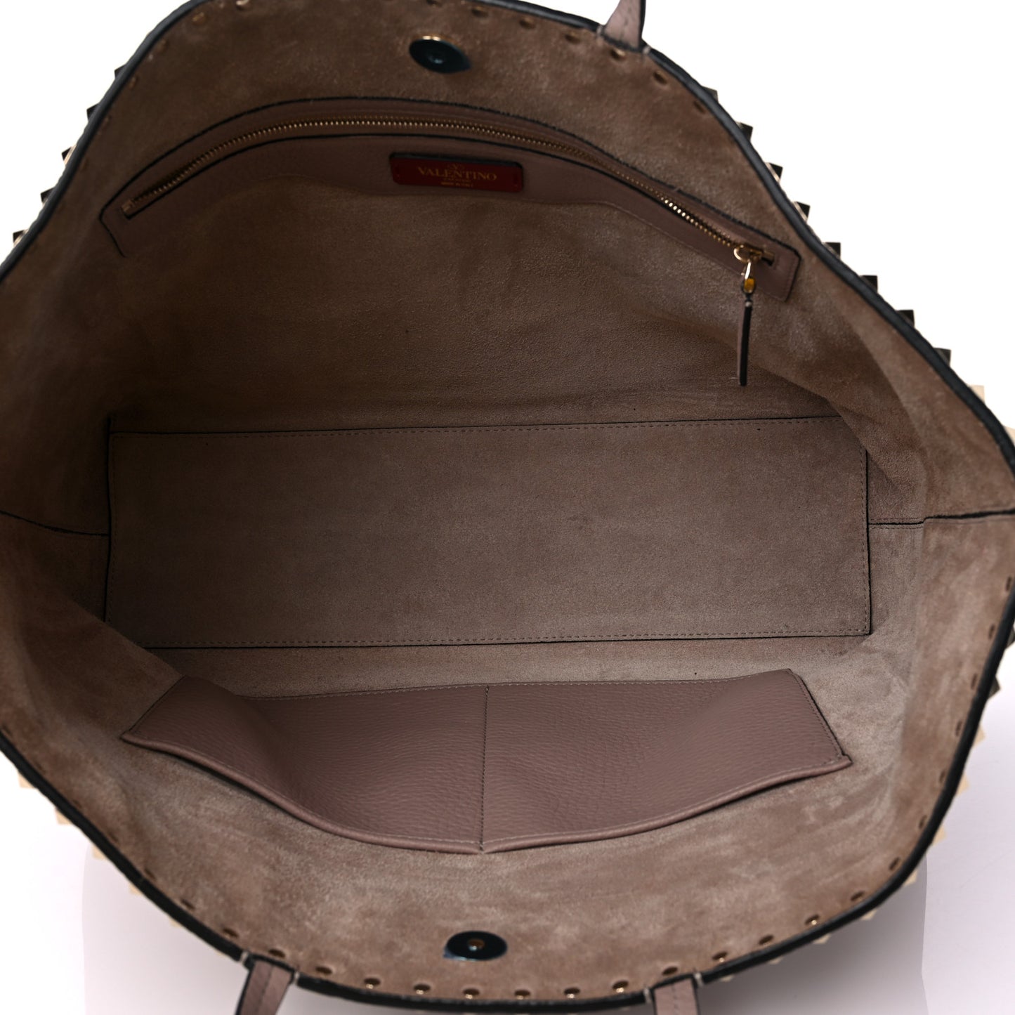Grained Calfskin Rockstud Shoulder Tote Poudre