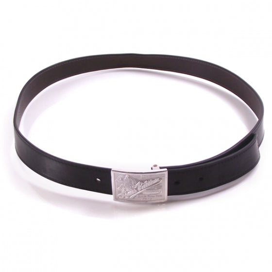 Louis Vuitton Leather Jeans Belt Black w Silver Buckle 1 of 8