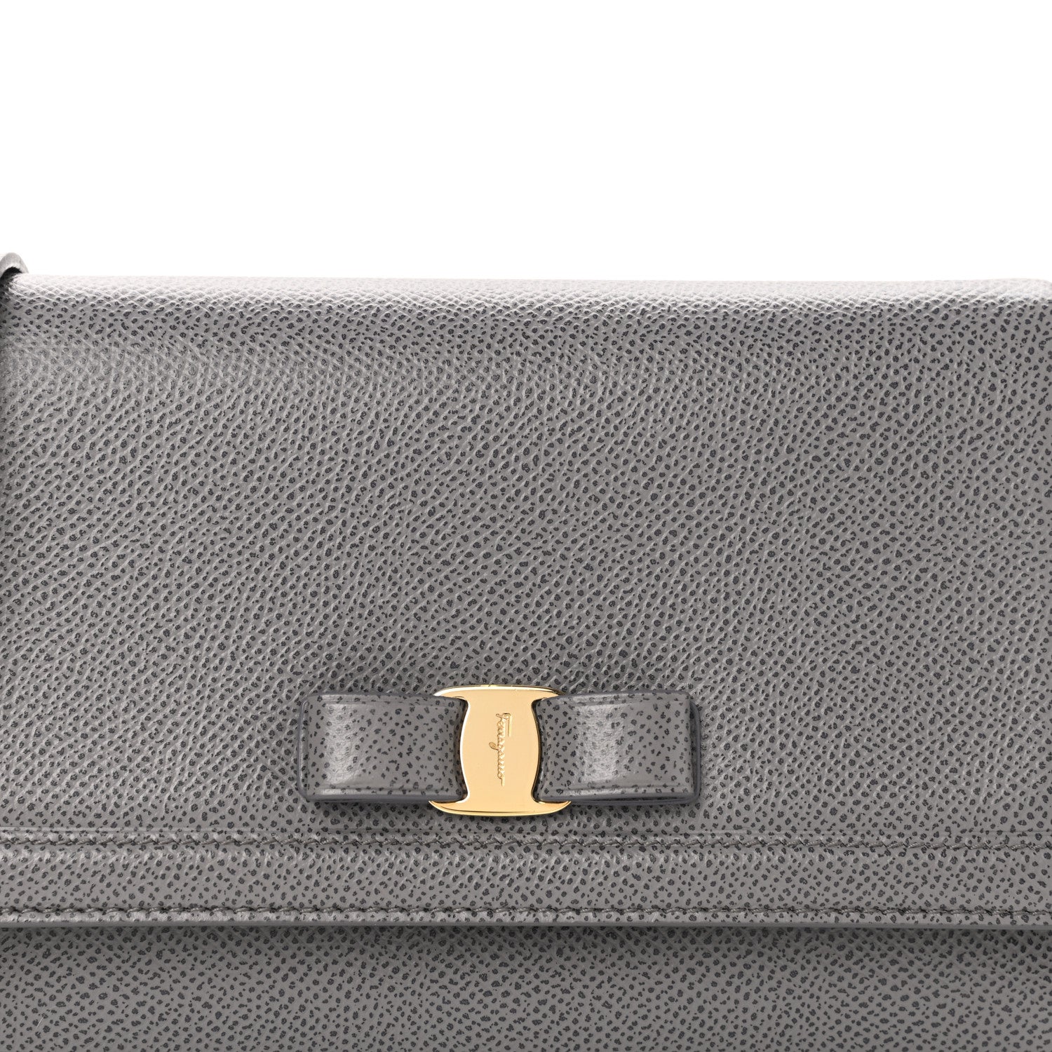 Salvatore Ferragamo Pebbled Calfskin Vara Chain Bag Urban Grey 7 of 8