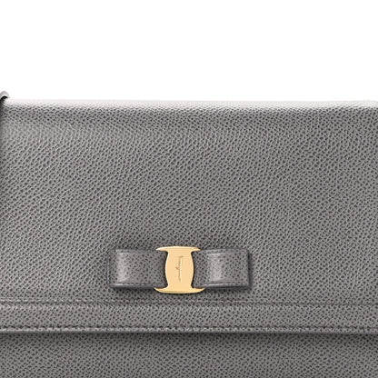Salvatore Ferragamo Pebbled Calfskin Vara Chain Bag Urban Grey 7 of 8