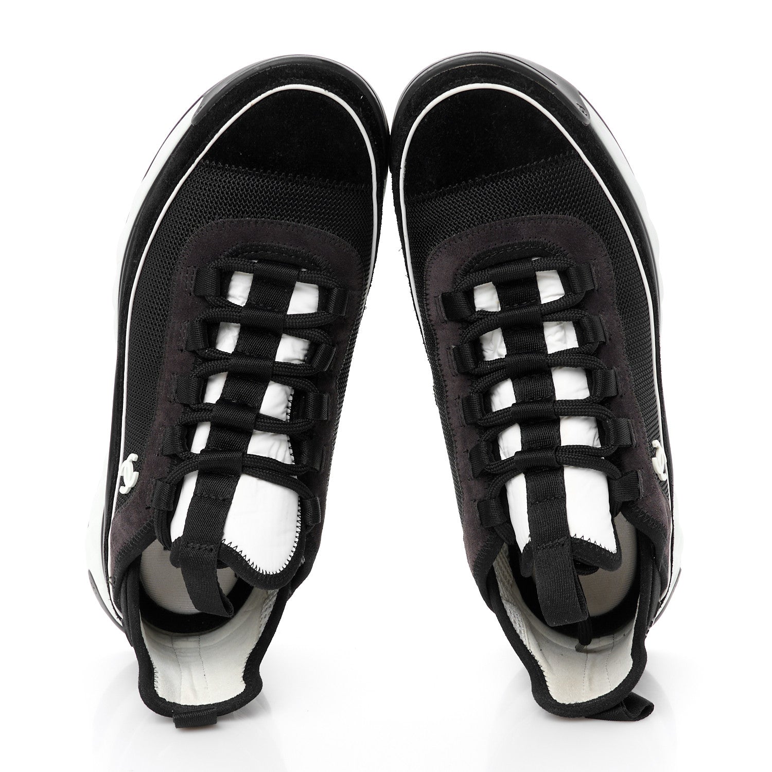 Chanel Fabric Suede CC Sneakers 39 Black Dark Grey 2 of 10