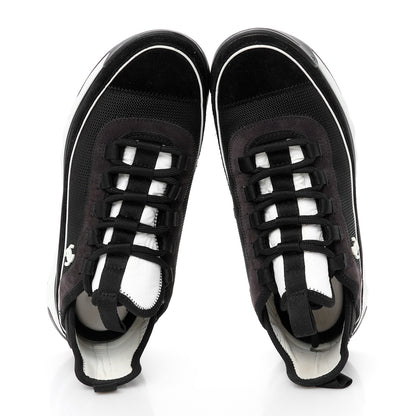 Chanel Fabric Suede CC Sneakers 39 Black Dark Grey 2 of 10
