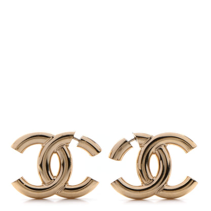 Chanel Metal Large CC Earrings Light Gold 1 of 5