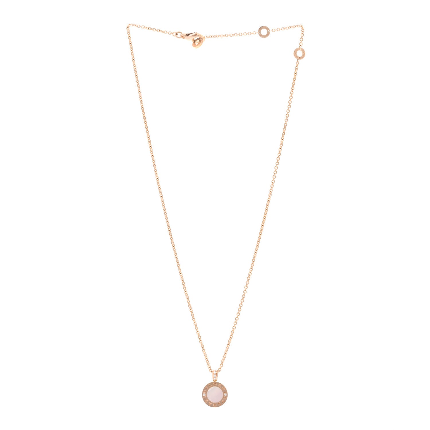 Bulgari 18K Rose Gold Diamond Mother of Pearl Carnelian BVLGARI BVLGARI Pendant Necklace 3 of 5