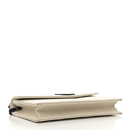 Saint Laurent Grain De Poudre Matelasse Chevron Monogram Envelope Chain Wallet Dove White 4 of 11