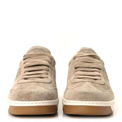 Prada Suede Triangle Womens Low Top Sneakers 38.5 Beige 3 of 8