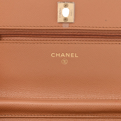 Chanel Caviar Quilted CC Turnlock Wallet On Chain WOC Brown 6 of 12