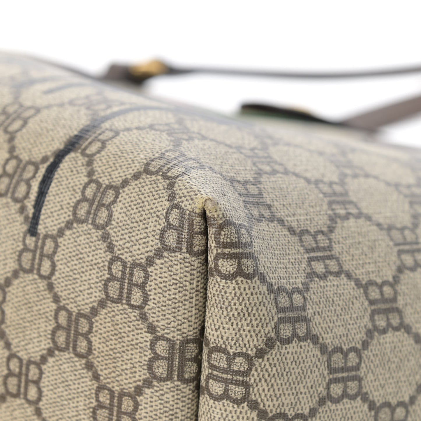 X BALENCIAGA BB Supreme Monogram Web Graffiti Medium Ophidia Shopping Tote Beige New Acero