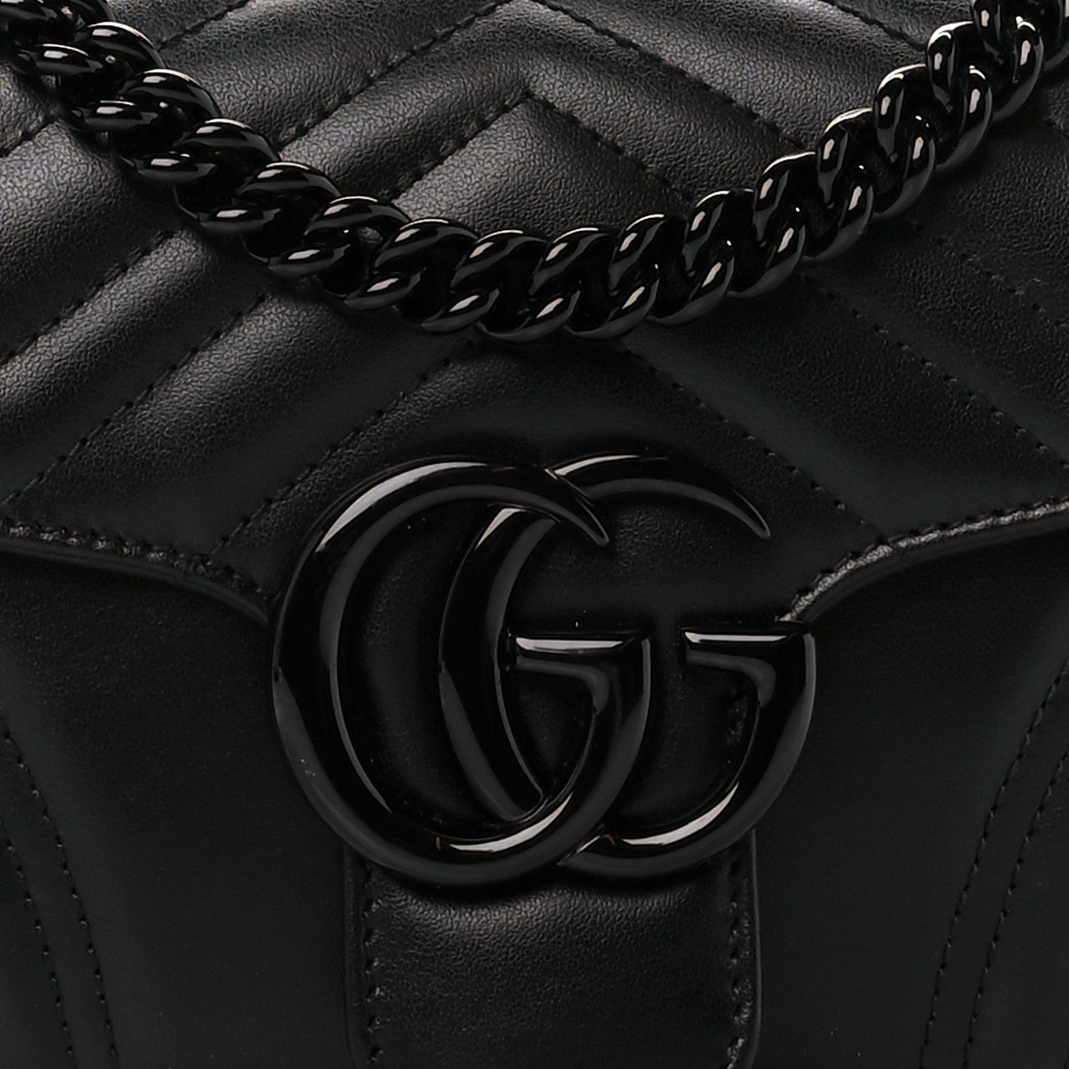 Gucci Calfskin Matelasse Monochrome GG Marmont Crossbody Shoulder Bag Black 9 of 11