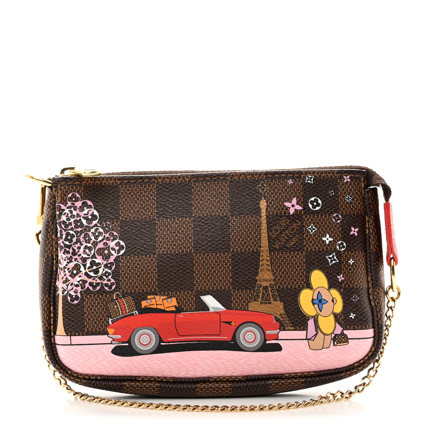 Damier Ebene 2019 Christmas Animation Mini Pochette Accessories Red