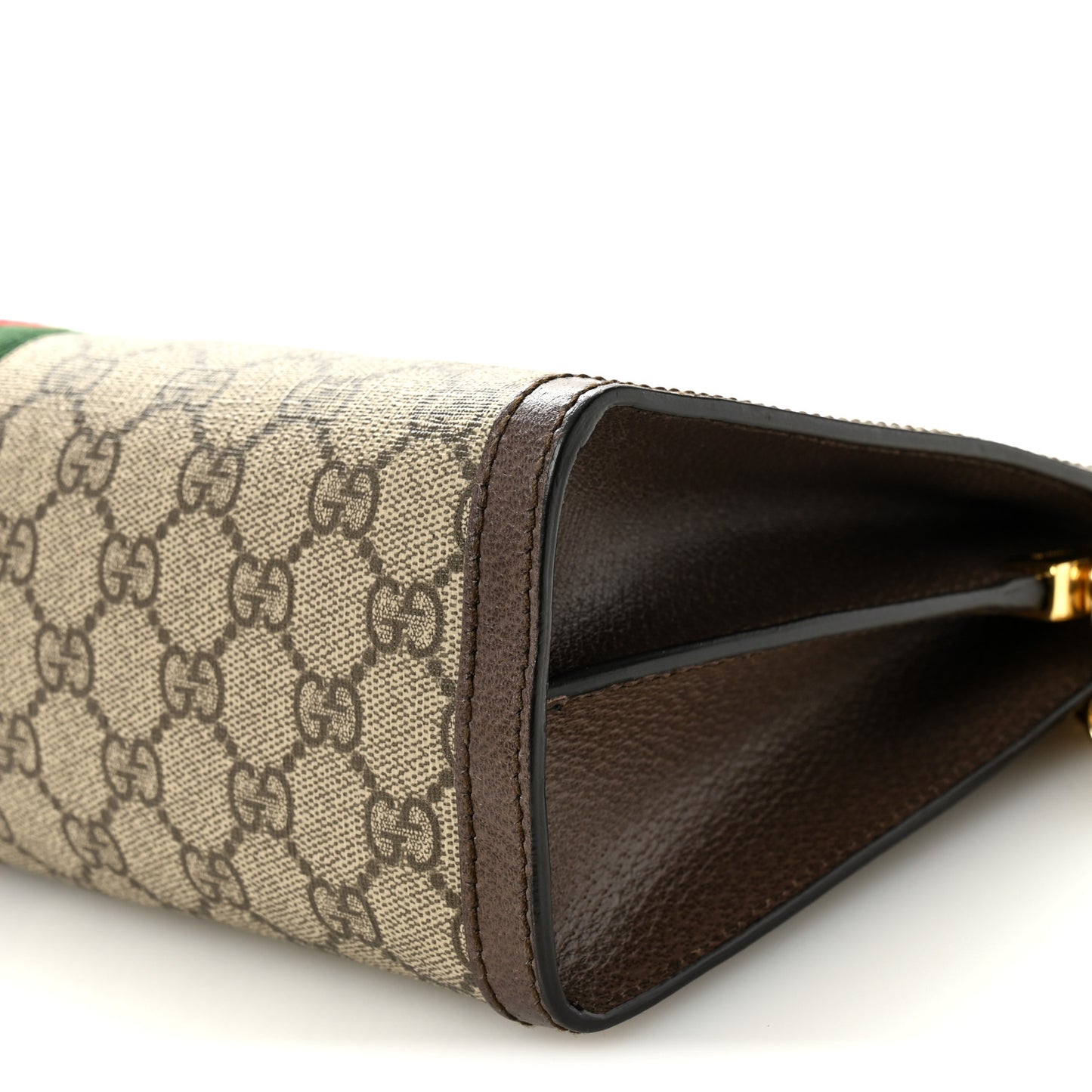 GG Supreme Monogram Web Medium Ophidia Chain Shoulder Bag Brown