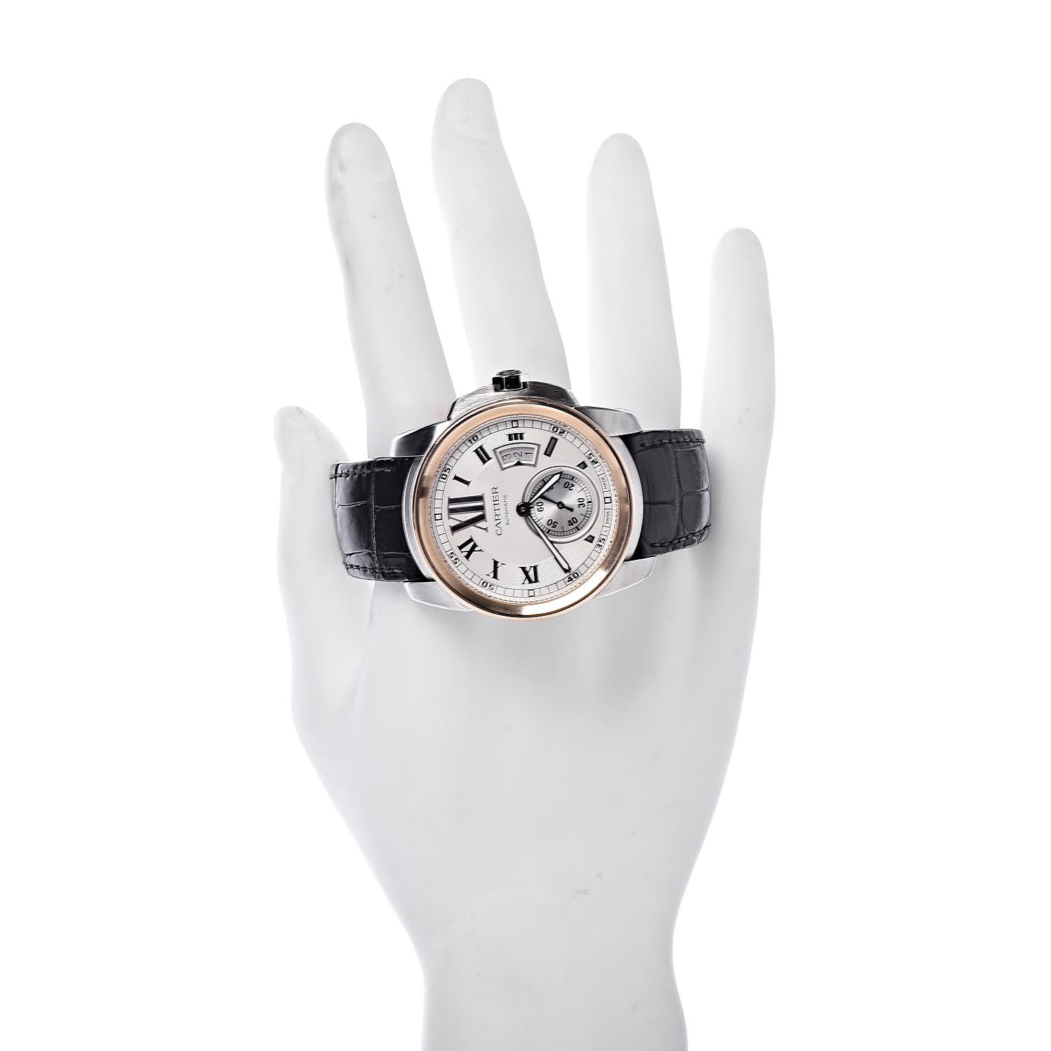 Cartier Stainless Steel 18K Pink Gold Alligator 42mm Calibre de Cartier Automatic Watch 2 of 8