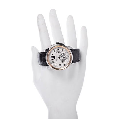 Cartier Stainless Steel 18K Pink Gold Alligator 42mm Calibre de Cartier Automatic Watch 2 of 8
