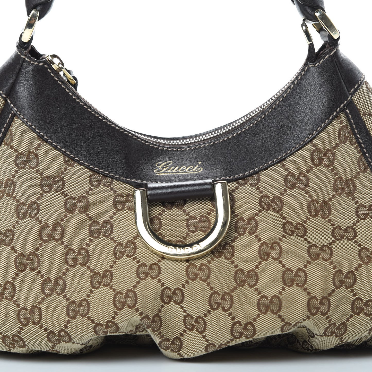 Monogram Medium D Gold Ring Hobo Dark Brown