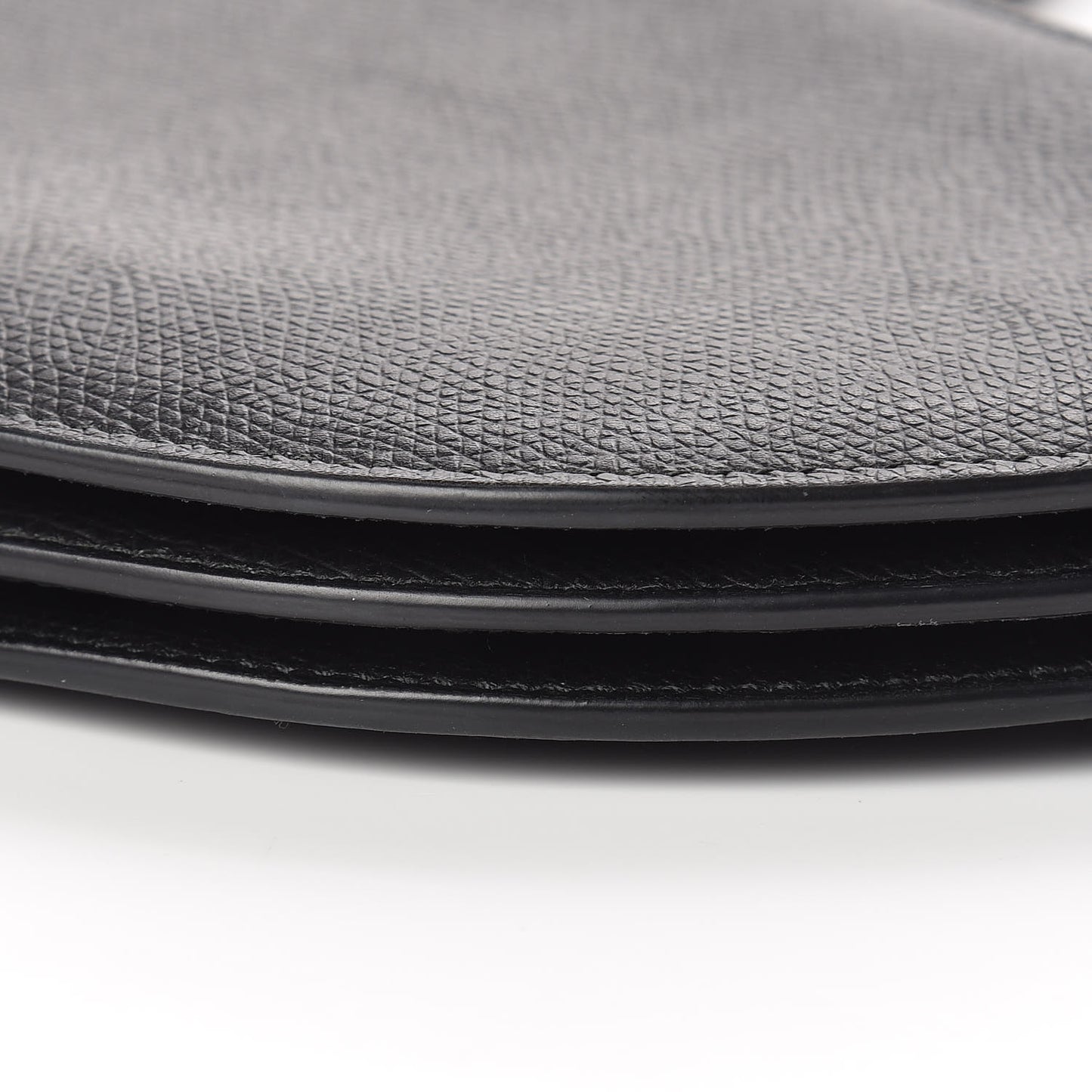 Grained Calfskin Saddle Pouch With Strap Black