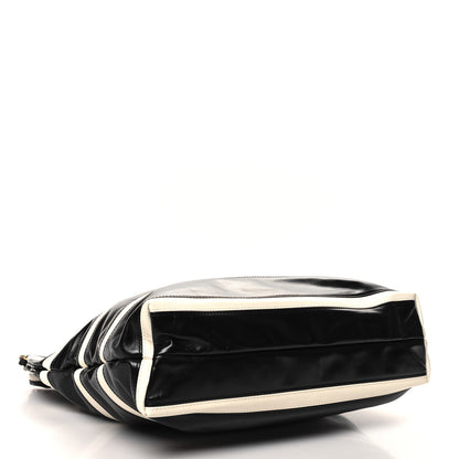 Chanel Shiny Calfskin Striped Small Chanel 22 Black White 4 of 10