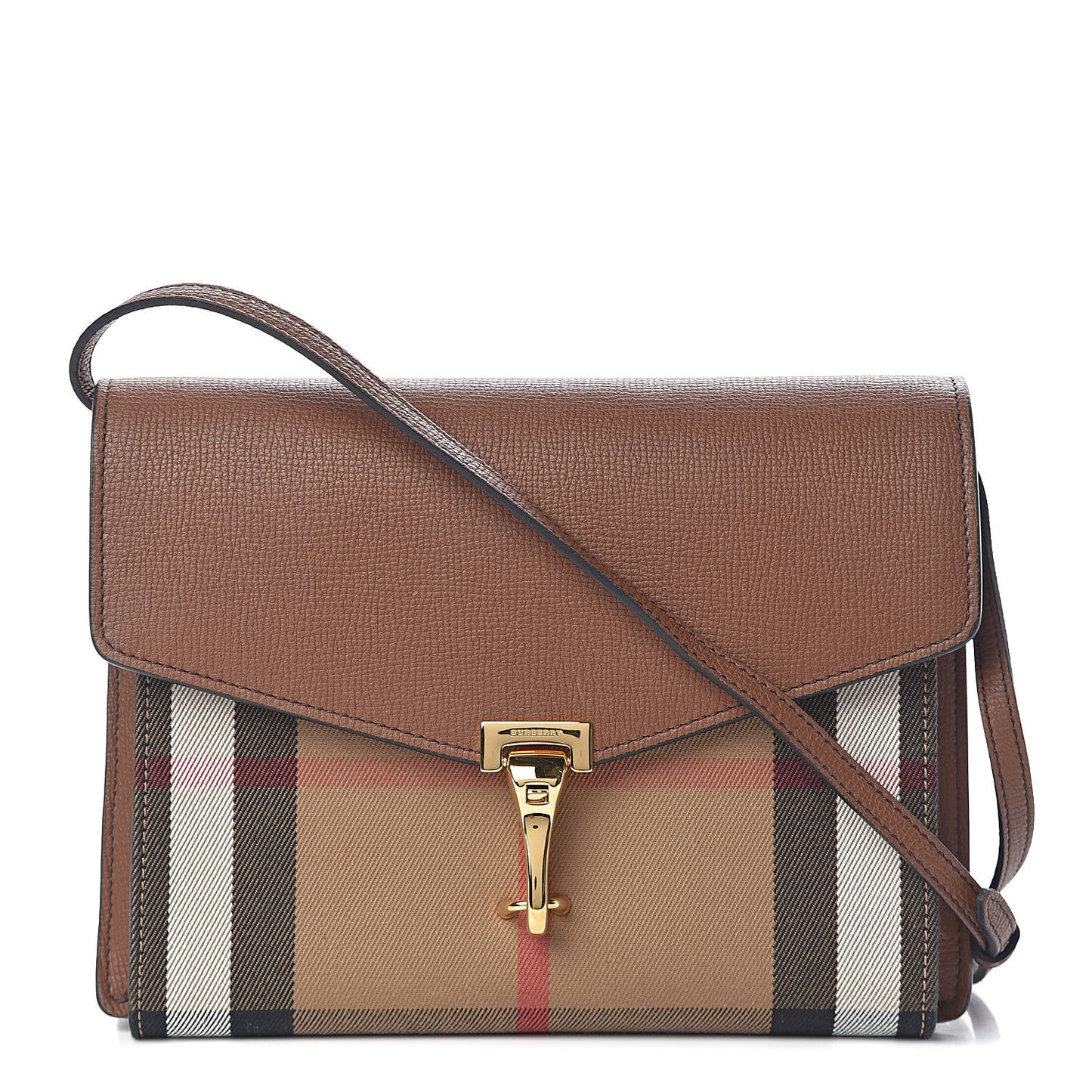 Derby Calfskin House Check Small Macken Crossbody Bag Tan