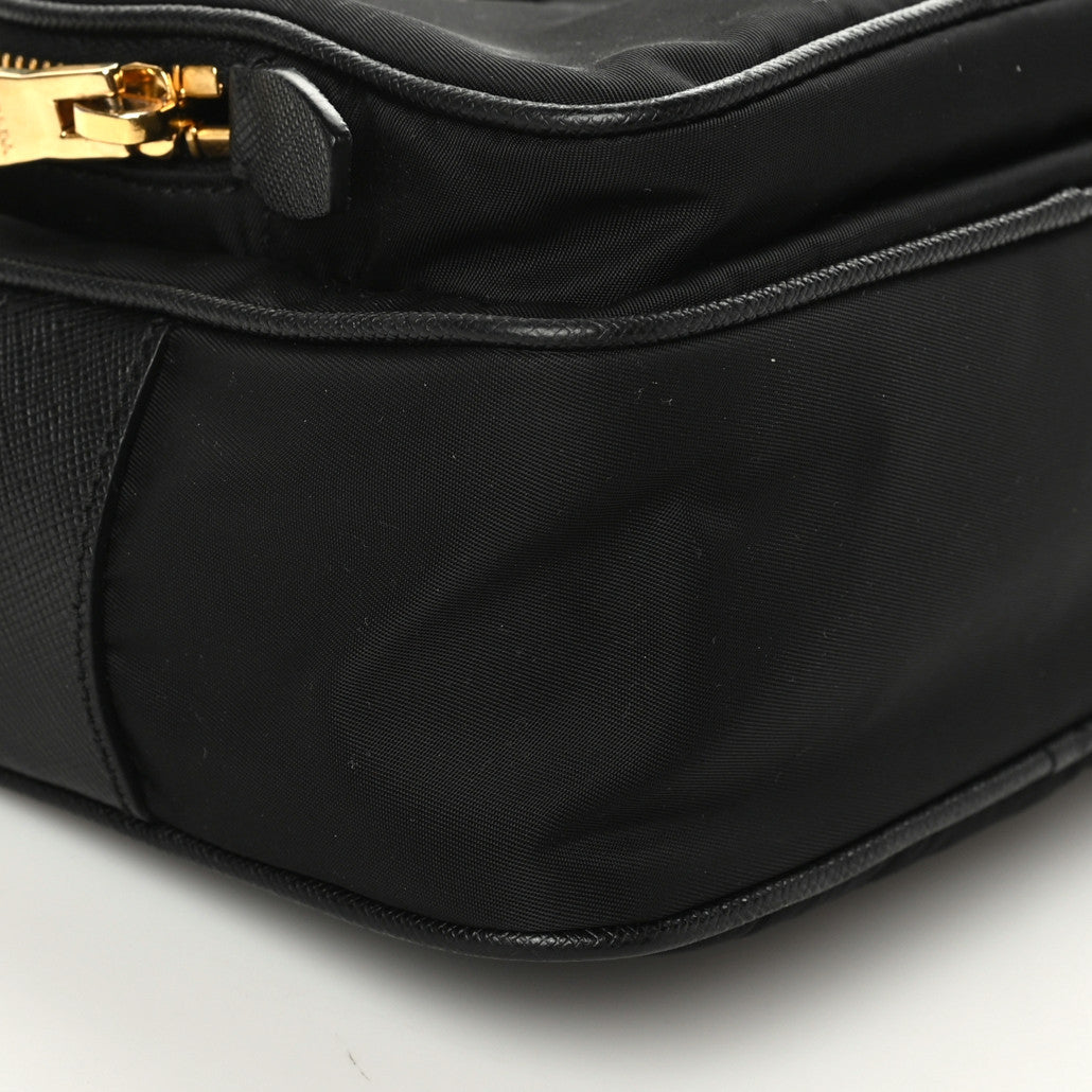 Nylon Saffiano Double Zip Camera Bag Black