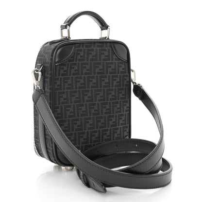 Fendi Recycled Fabric Jacquard Vitello Astro Micro FF Mini Trolley Bag Asfalto Black 3 of 11