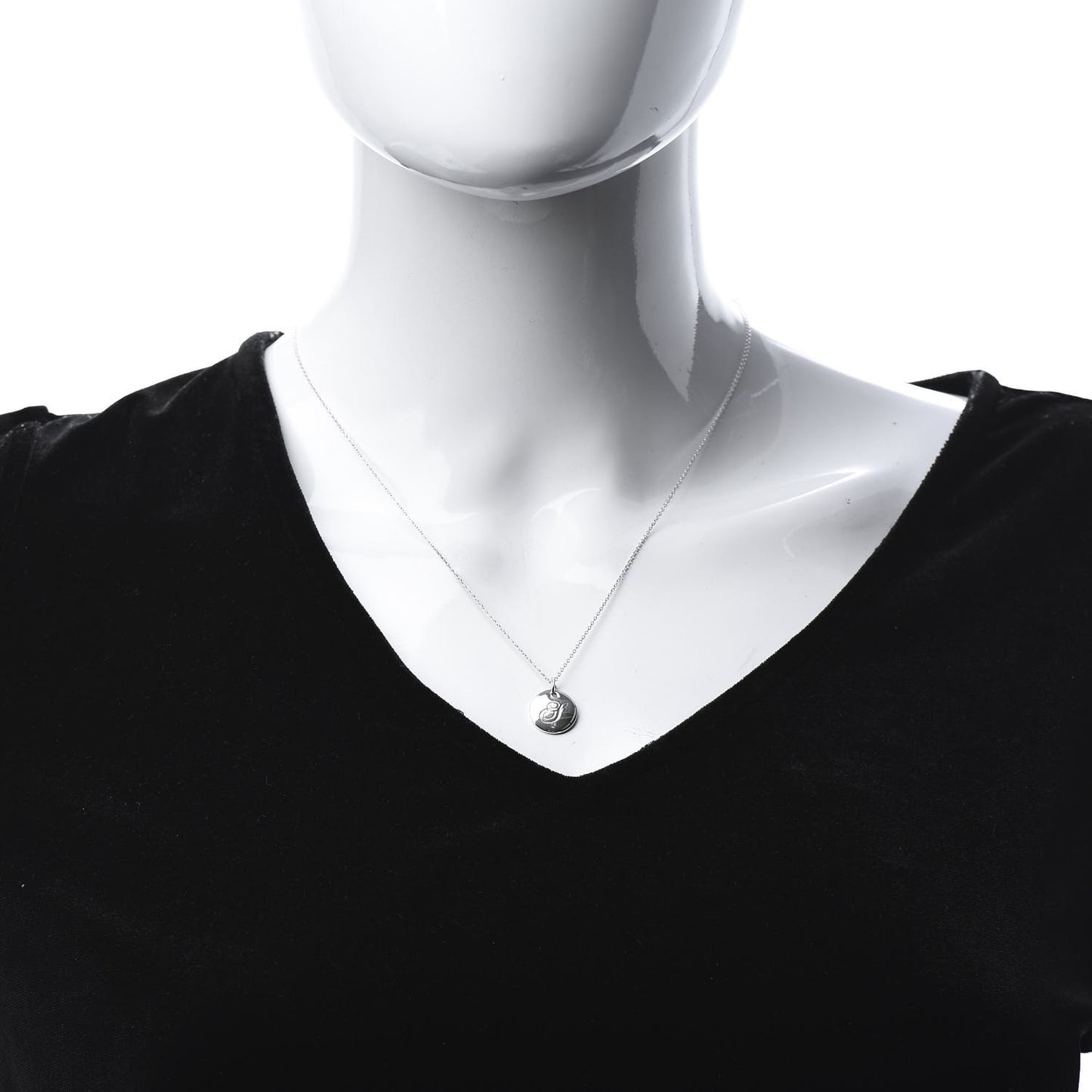 Sterling Silver Letter S Round Pendant Necklace