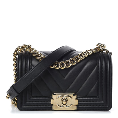 Chanel Calfskin Chevron Quilted Small Boy Flap Black 1 of 10