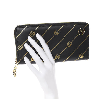 Gucci Moon Calfskin Diagonal GG Zip Around Wallet Black Gold 2 of 8
