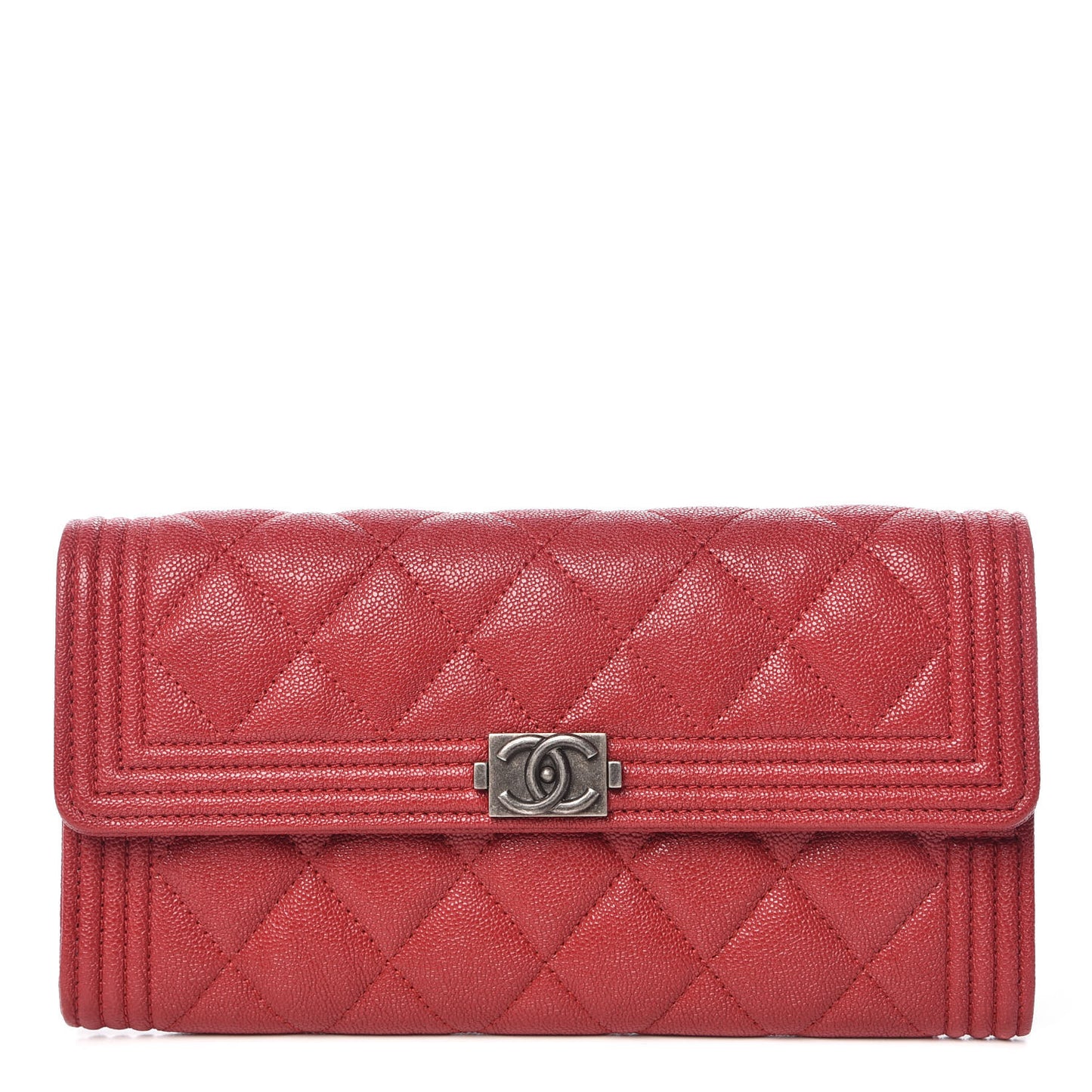 Caviar Quilted Boy Flap Wallet Red
