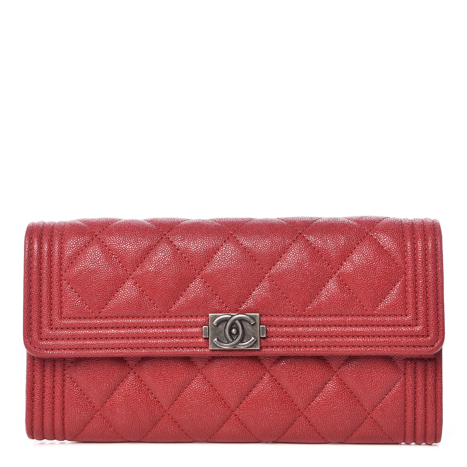 Chanel Caviar Quilted Boy Flap Wallet Red 1 of 9