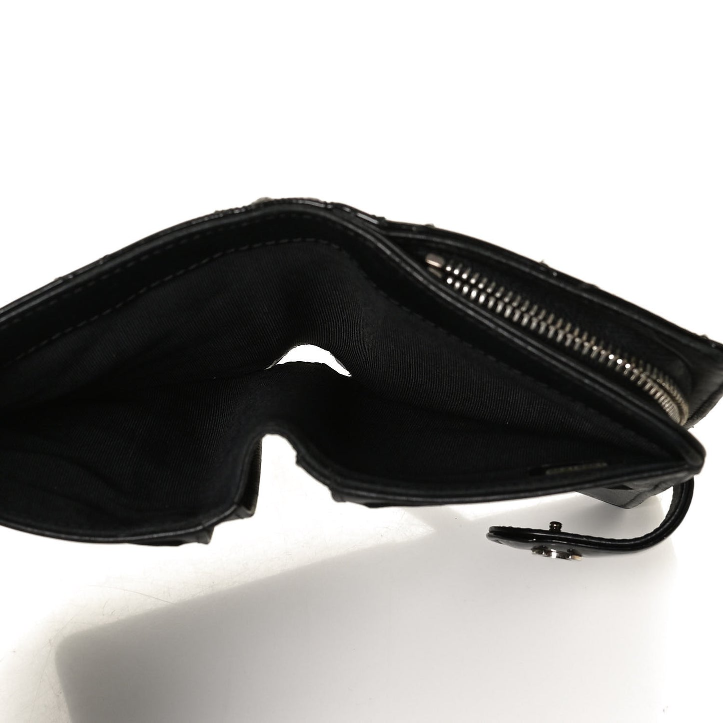 Patent Quilted Zip Pocket Wallet Black