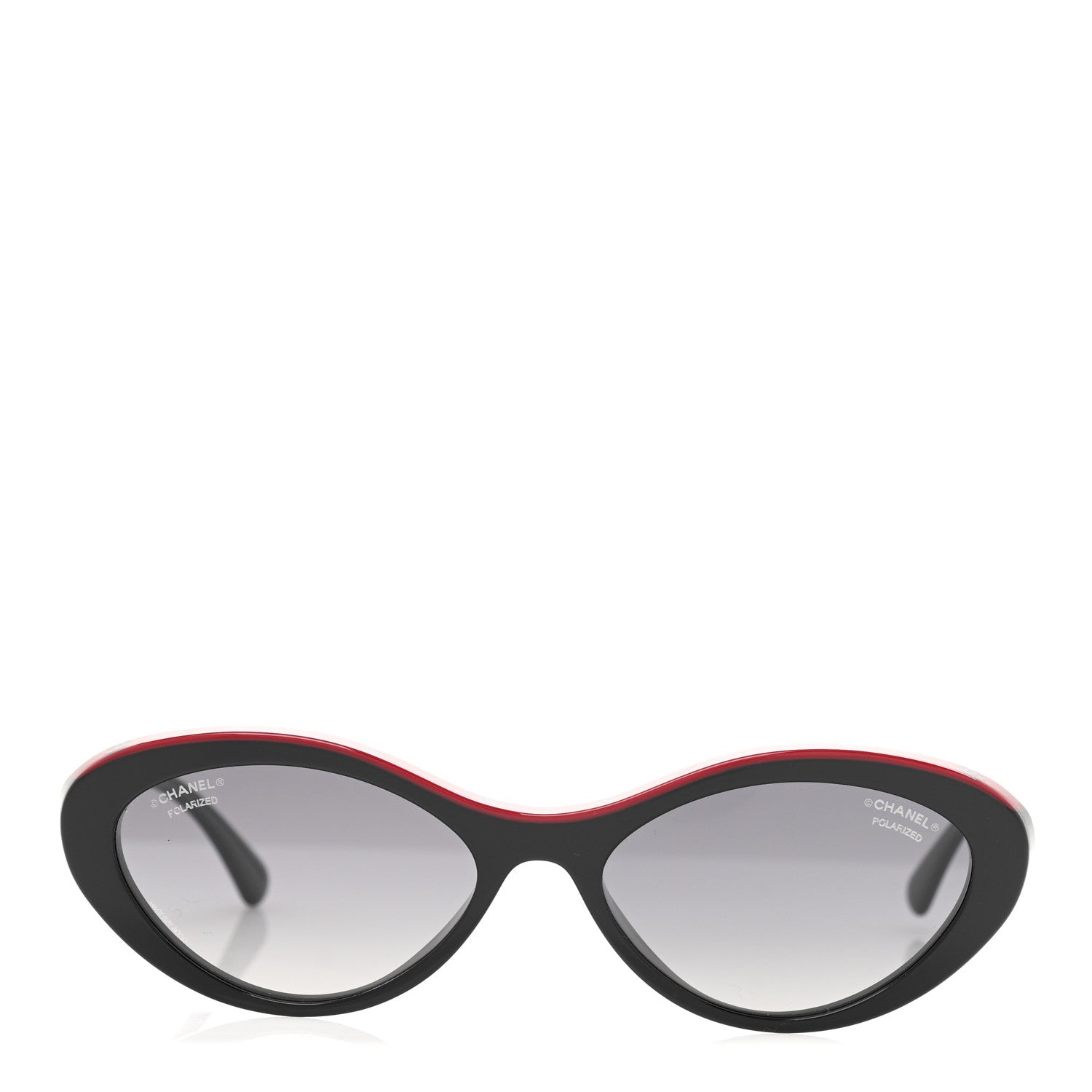 Chanel Acetate Polarized Oval Sunglasses 5416-A Black Red 2 of 8