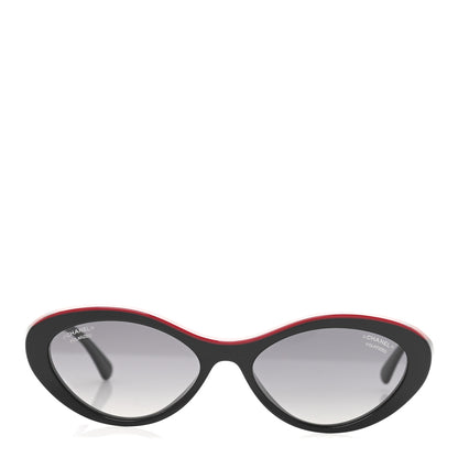 Chanel Acetate Polarized Oval Sunglasses 5416-A Black Red 2 of 8