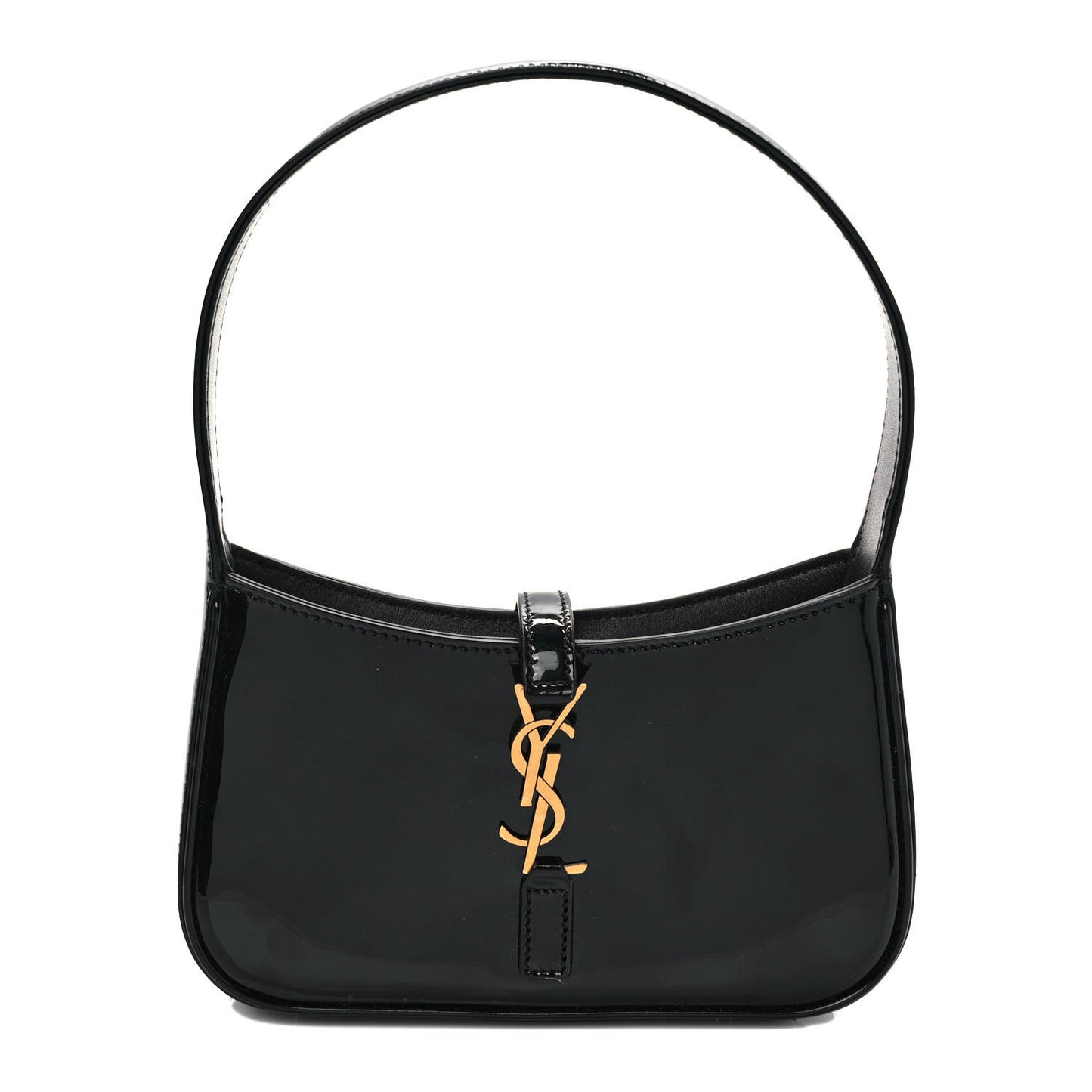 Patent Calfskin Le 5 A 7 Mini Hobo Black