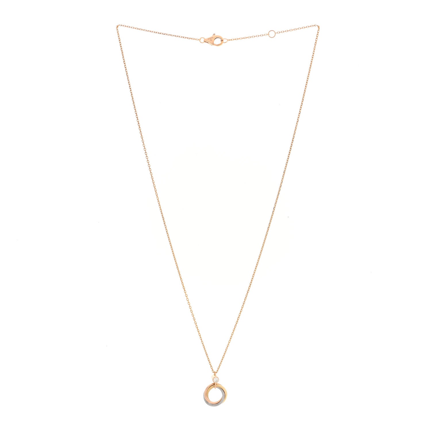 Cartier 18K Pink Yellow White Gold Diamond Trinity Pendant Necklace 3 of 4