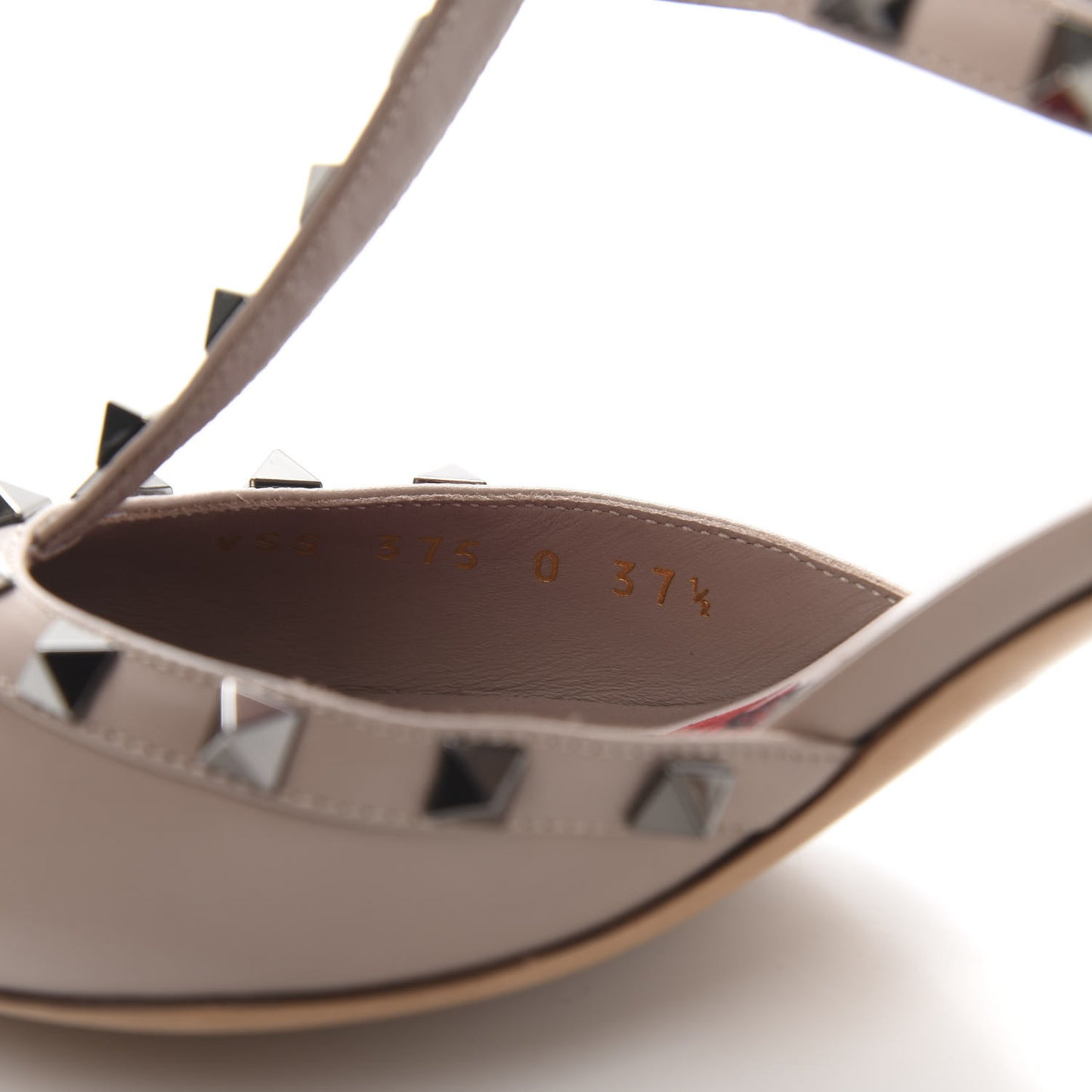 X UNDERCOVER Calfskin Rockstud Ankle Strap 65mm Pumps 37.5 Poudre